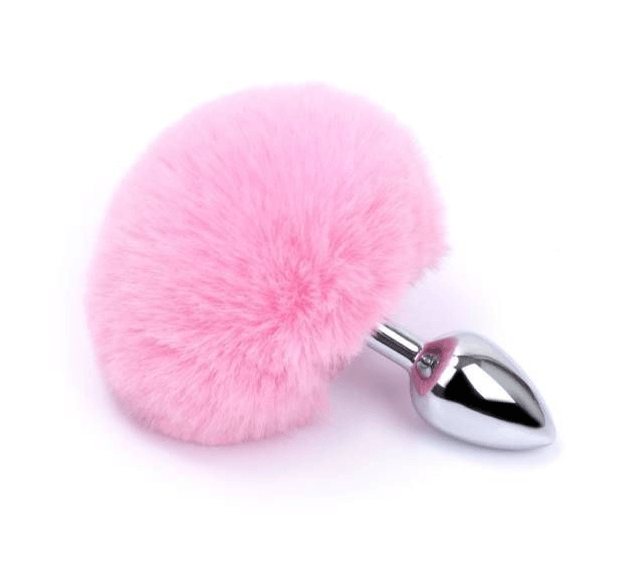 Plug Anal Pequeno de Metal com Pompom 