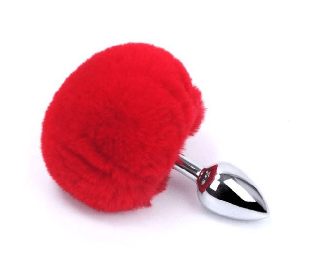 Plug Anal Pequeno de Metal com Pompom 
