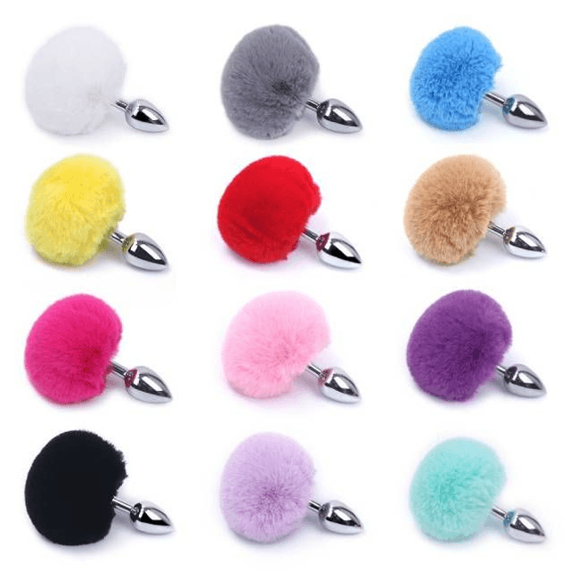 Plug Anal Pequeno de Metal com Pompom 