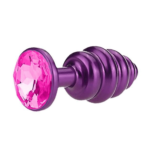 Plug Anal Pequeno de Metal Roxo em Espiral 