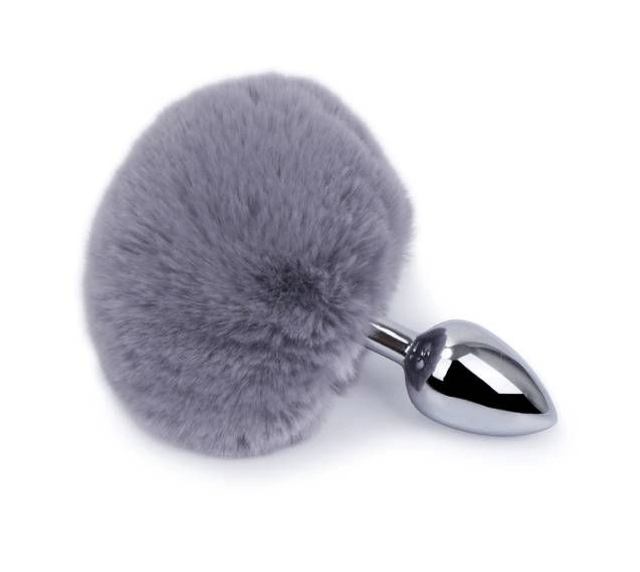 Plug Anal Pequeno de Metal com Pompom 