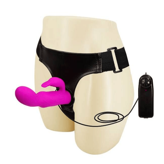 Cinta Peniana com Estimulador Clitoriano Vibro 