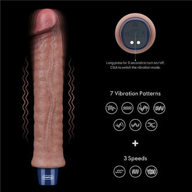 Pênis 22X4CM Silicone Platina Dupla Camada  Vibro 
