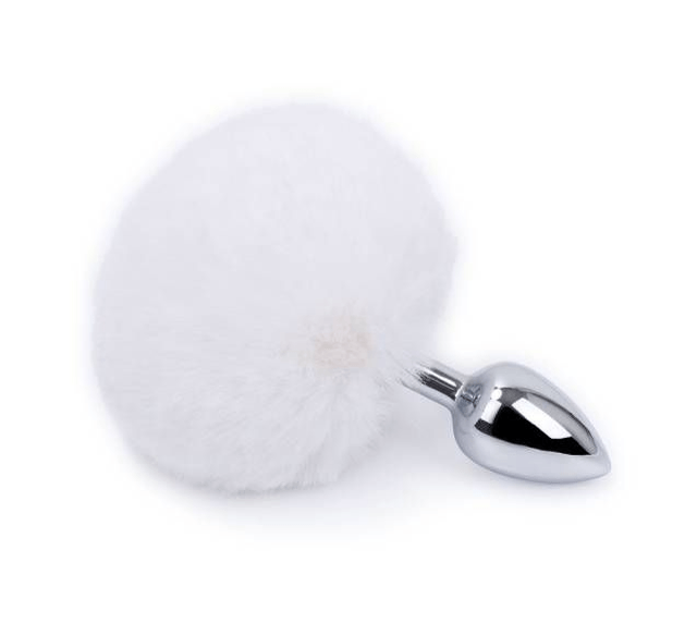 Plug Anal Pequeno de Metal com Pompom 