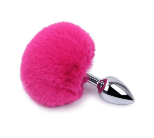 Plug Anal Pequeno de Metal com Pompom 