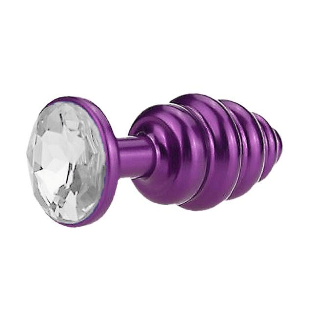 Plug Anal Pequeno de Metal Roxo em Espiral 