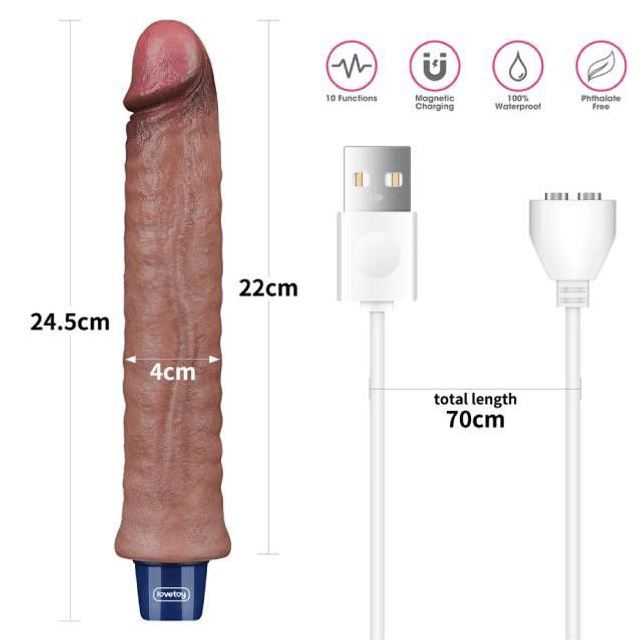 Pênis 22X4CM Silicone Platina Dupla Camada  Vibro 