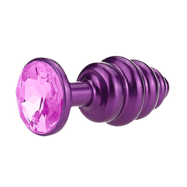 Plug Anal Pequeno de Metal Roxo em Espiral 